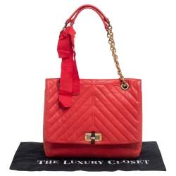 Pre Owned Lanvin Orange Quilted Leather Medium Happy Shoulder Bag