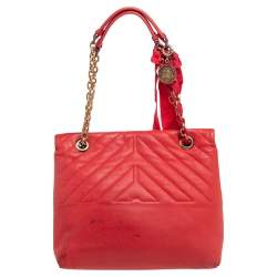 Pre Owned Lanvin Orange Quilted Leather Medium Happy Shoulder Bag