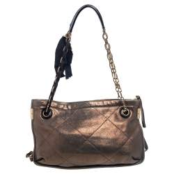 Pre Owned Lanvin Gold Quilted Leather Amalia Shoulder Bag