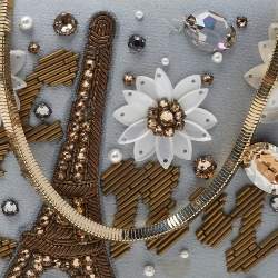 Pre Owned Lanvin Baby Blue Satin Embellished Chain Clutch