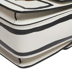 Pre Owned Lanvin White/Black Printed Leather Mini Jiji Shoulder Bag