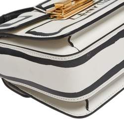 Pre Owned Lanvin White/Black Printed Leather Mini Jiji Shoulder Bag