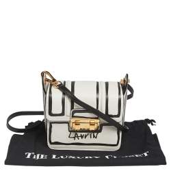 Pre Owned Lanvin White/Black Printed Leather Mini Jiji Shoulder Bag