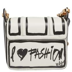Pre Owned Lanvin White/Black Printed Leather Mini Jiji Shoulder Bag