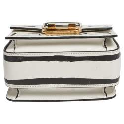 Pre Owned Lanvin White/Black Printed Leather Mini Jiji Shoulder Bag