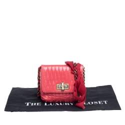 Pre Owned Lanvin Red Quilted Leather Small Pop Crossbody Bag
