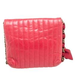 Pre Owned Lanvin Red Quilted Leather Small Pop Crossbody Bag