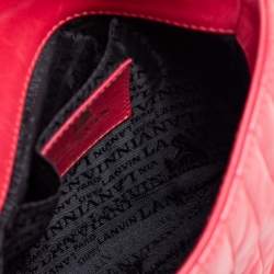 Pre Owned Lanvin Red Quilted Leather Small Pop Crossbody Bag