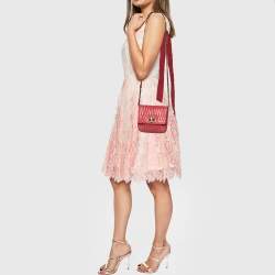 Pre Owned Lanvin Red Quilted Leather Small Pop Crossbody Bag