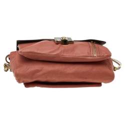 Pre Owned Lanvin Brown Deep Coral/Brown Leather and Python Dear Danae Chain Shoulder Bag