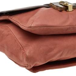 Pre Owned Lanvin Brown Deep Coral/Brown Leather and Python Dear Danae Chain Shoulder Bag