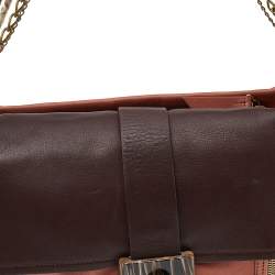 Pre Owned Lanvin Brown Deep Coral/Brown Leather and Python Dear Danae Chain Shoulder Bag