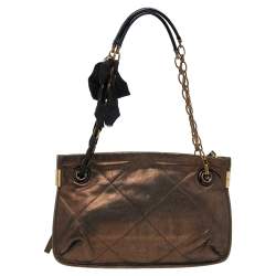 Pre Owned Lanvin Bronze Quilted Leather Amalia Shoulder Bag