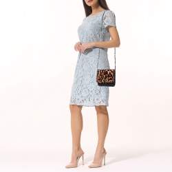 Pre Owned Lanvin Black/Brown Leopard Print Pony Hair and Leather Happy Shoulder Bag