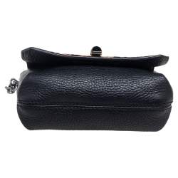 Pre Owned Lanvin Black/Brown Leopard Print Pony Hair and Leather Happy Shoulder Bag