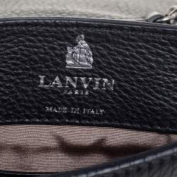 Pre Owned Lanvin Black/Brown Leopard Print Pony Hair and Leather Happy Shoulder Bag