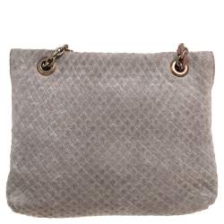Pre Owned Lanvin Grey Suede Medium Happy Classic Shoulder Bag