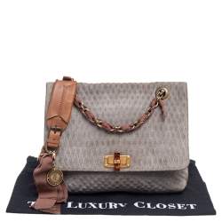 Pre Owned Lanvin Grey Suede Medium Happy Classic Shoulder Bag