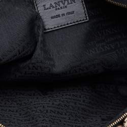 Pre Owned Lanvin Black Satin Crystal Embellished Chain Clutch