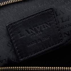 Pre Owned Lanvin Black Satin Crystal Embellished Chain Clutch