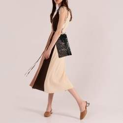 Pre Owned Lanvin Black Satin Crystal Embellished Chain Clutch