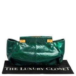 Lanvin Metallic Green Python Clutch