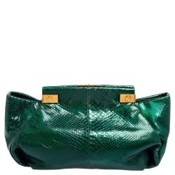 Lanvin Metallic Green Python Clutch