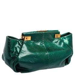 Lanvin Metallic Green Python Clutch