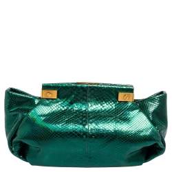 Lanvin Metallic Green Python Clutch