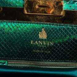 Lanvin Metallic Green Python Clutch