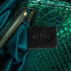 Lanvin Metallic Green Python Clutch
