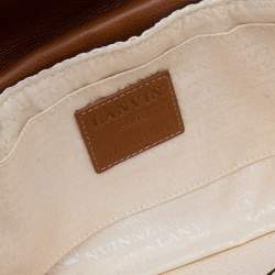 Pre Owned Lanvin Cream/Brown Raffia and Leather Baguette Bag