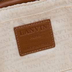 Pre Owned Lanvin Cream/Brown Raffia and Leather Baguette Bag