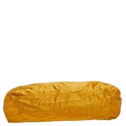 Pre Owned Lanvin Mustard Satin Embroidered Tote