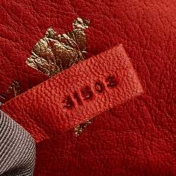 Pre Owned Lanvin Orange Studded Leather Happy Classic Flap Shoulder Bag