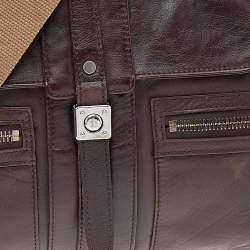 Lanvin Dark Brown Leather Flap Shoulder Bag