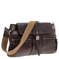 Lanvin Dark Brown Leather Flap Shoulder Bag