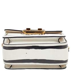 Pre Owned Lanvin White/Black Printed Leather Mini Jiji Shoulder Bag