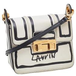 Pre Owned Lanvin White/Black Printed Leather Mini Jiji Shoulder Bag