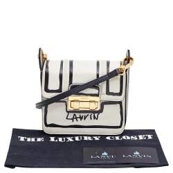 Pre Owned Lanvin White/Black Printed Leather Mini Jiji Shoulder Bag
