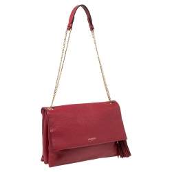 Pre Owned Lanvin Burgundy Leather Sugar Tassel Flap Shoulder Bag