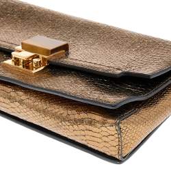 Lanvin Gold Python Effect Leather Wristlet Clutch