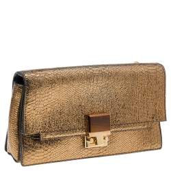 Lanvin Gold Python Effect Leather Wristlet Clutch