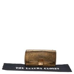 Lanvin Gold Python Effect Leather Wristlet Clutch