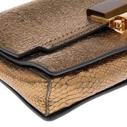 Lanvin Gold Python Effect Leather Wristlet Clutch