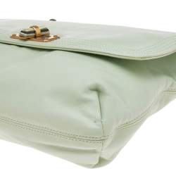 Pre Owned Lanvin Mint Green Leather Happy Flap Shoulder Bag