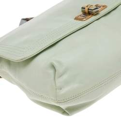 Pre Owned Lanvin Mint Green Leather Happy Flap Shoulder Bag