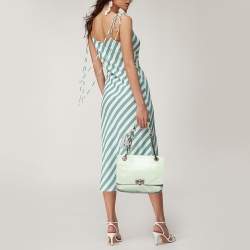 Pre Owned Lanvin Mint Green Leather Happy Flap Shoulder Bag