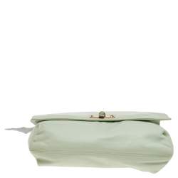 Pre Owned Lanvin Mint Green Leather Happy Flap Shoulder Bag