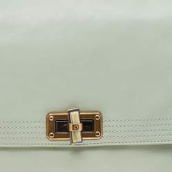 Pre Owned Lanvin Mint Green Leather Happy Flap Shoulder Bag